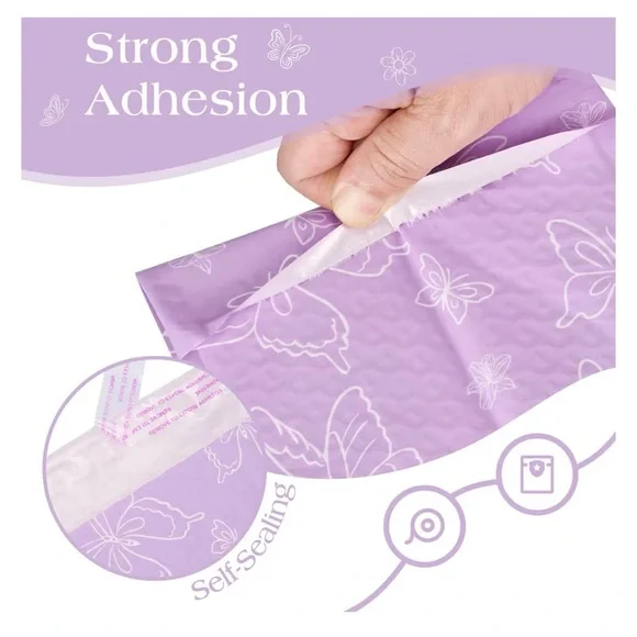 20-Pack 6x10” Purple Butterfly Bubble Mailers | Shipping Supplies - Picture 5 of 5